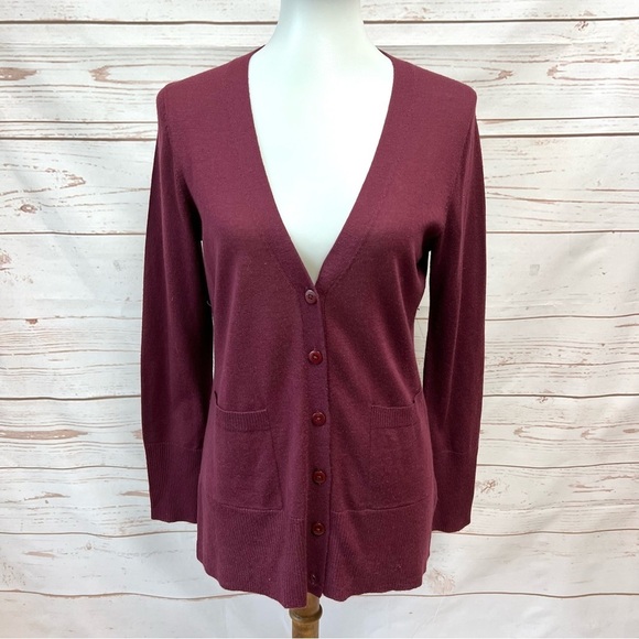 Pendleton Maroon Burgundy Merino Wool Tunic Cardigan Sweater - Picture 1 of 7